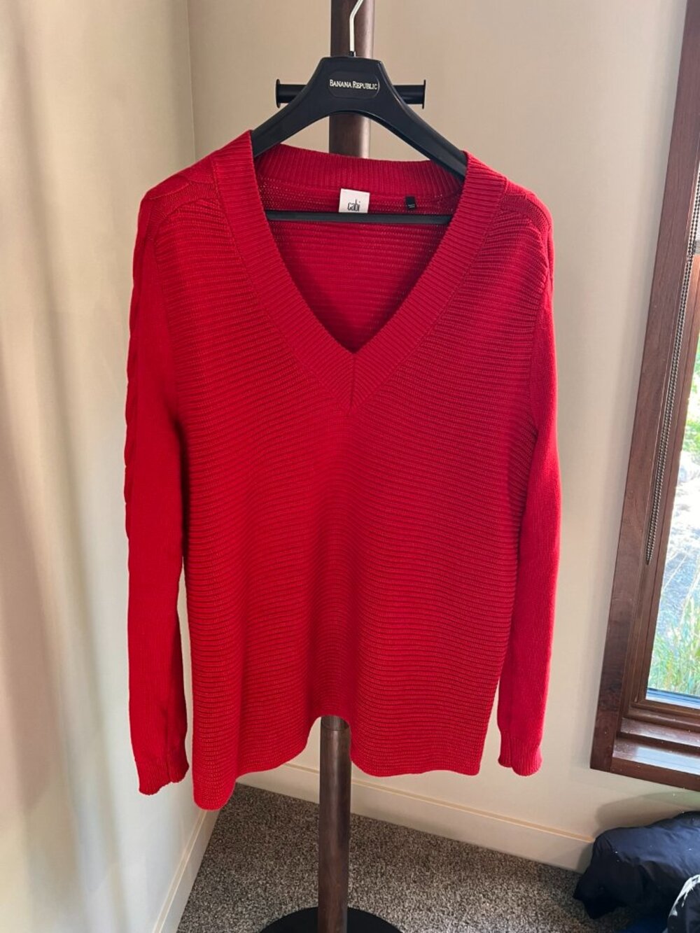 cabi Standout Pullover Red Cable-Knit Sweater – Size Medium